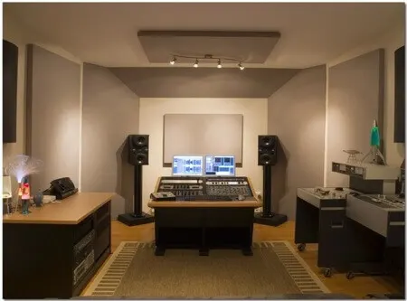 studio room with acoustic treatment