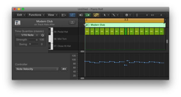 randomize velocities in hi-hats for drum sequencing