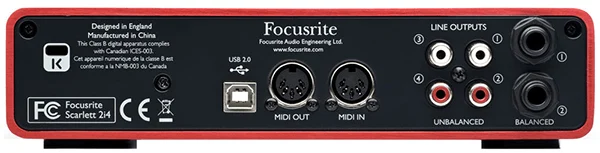 back of studio interface showing outputs