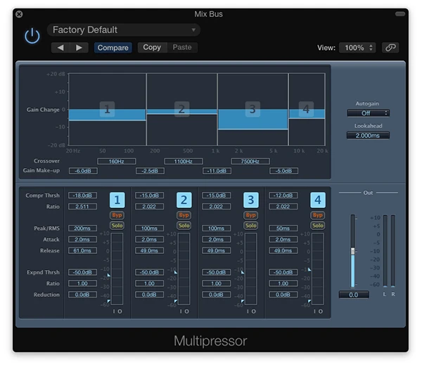 multi-band bus compressor example