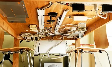 cable management underneath the desk