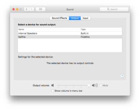 Mac sound settings for setting up your audio interface