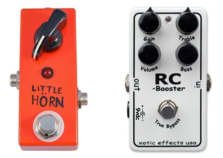 simple nano boost pedal and complex option - the little horn and rc booster, two of the best boost pedals out there