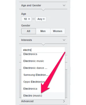 Choose Interests on Facebook Ads