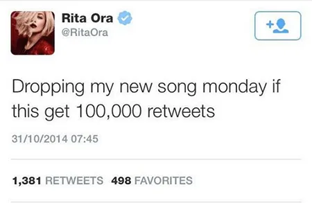 rita ora tweet