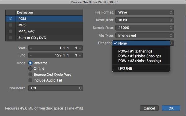 logic pro dither