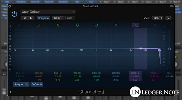 add a high shelf and high roll off to the vocal track's EQ