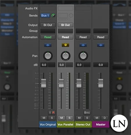 create an auxiliary bus for parallel compression