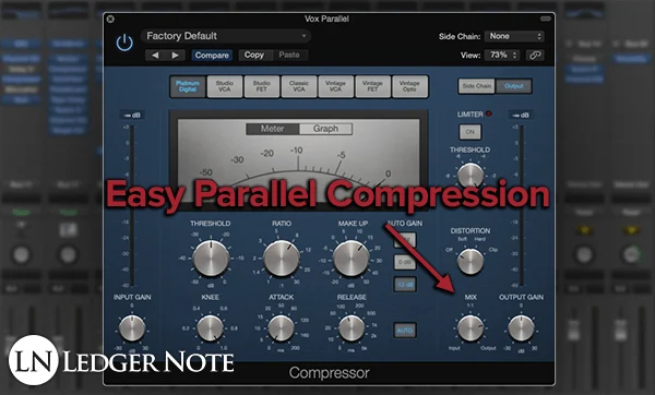 easy parallel compression with the mix ratio knob