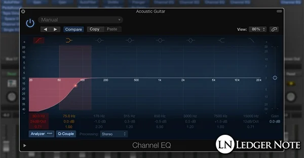 high pass filter equalization on acoustic guitar