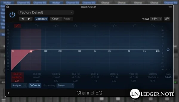 high pass filter for sub bass roll off for eqing bass guitar