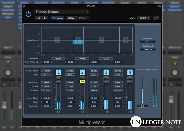 set up parameters on multiband compressor