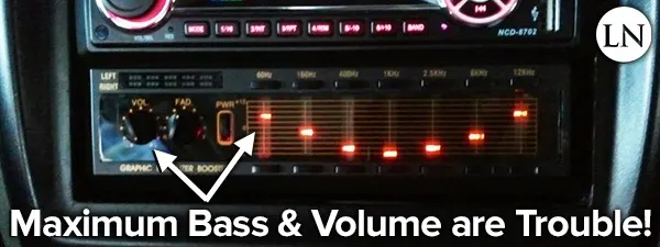 abused equalization settings with boosted bass and high volume can cause blown speakers