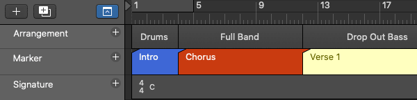 establish song structure using timeline markers