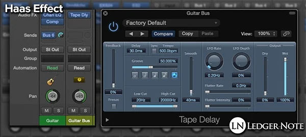 how to use the haas effect in your digital audio workstation by duplicating your mono track, panning it and the original, and adding a delay to one side