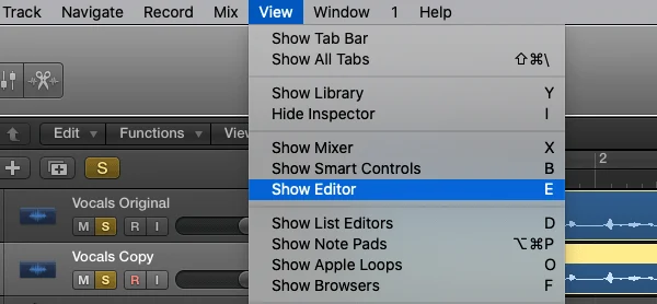 open the audio editor pane