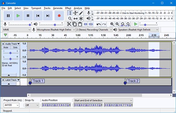 Audacity is the king of free audio editing software