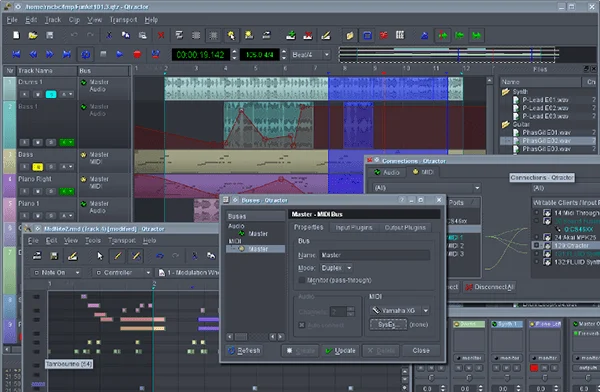 Qtractor is a full blown music production suite and free audio editor but the caveat is it is for Linux only