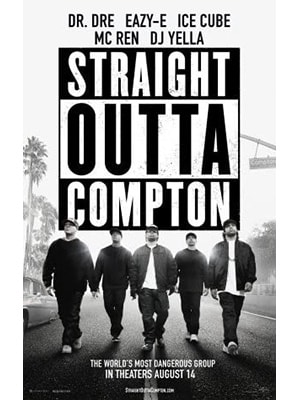 Straight Outta Compton is a newer music movie on the list and is about the rap group NWA's story.