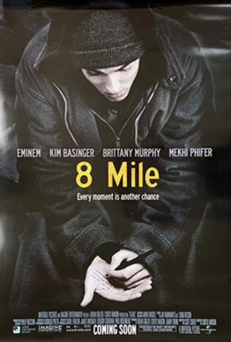 8 Mile centres around the life of Eminem as a white rapper trying to gain success and popularity in the underground rap scene in Detroit 